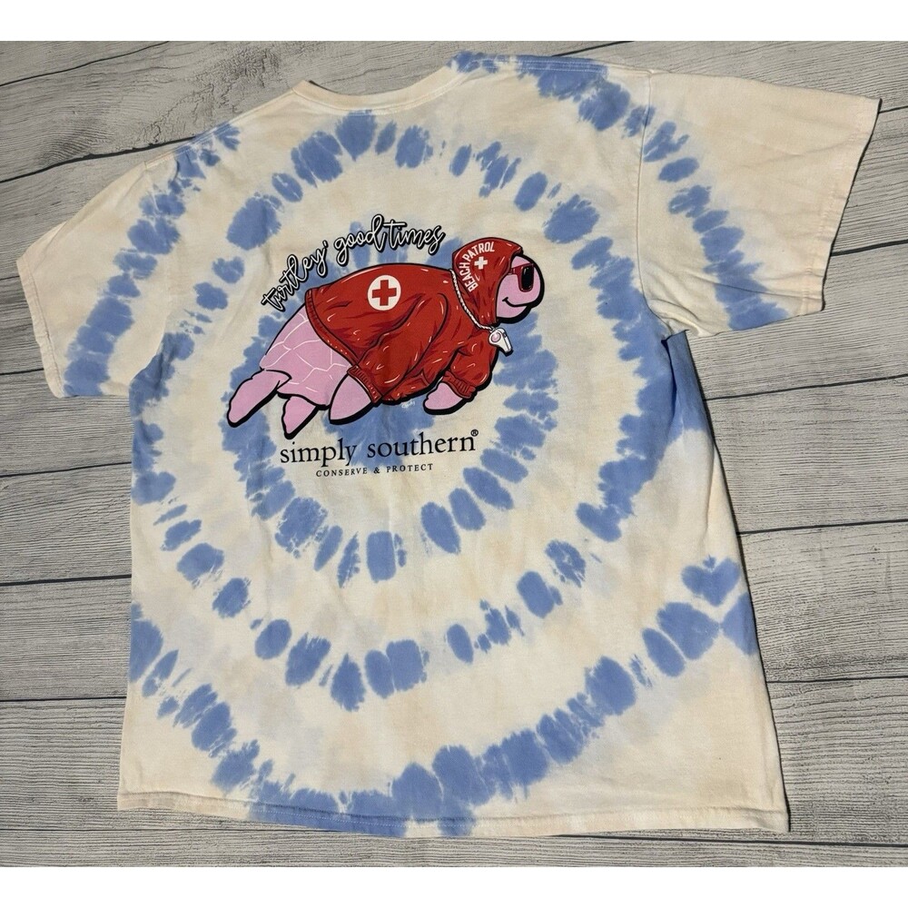 Simply Southern Lifeguard Graphic T Shirt Turtle Design Beach Summer Size XL